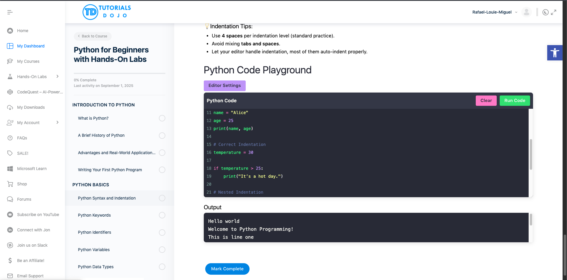 Python Hands-On Labs